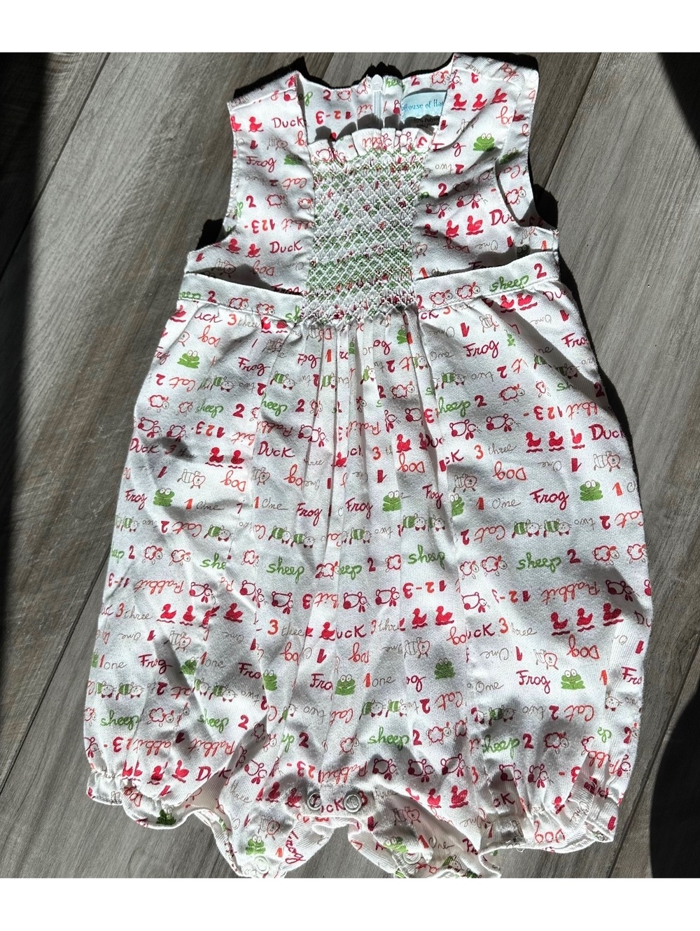 House of Hatten Vintage Animal Print Smocked Bubble Romper 24 MOS